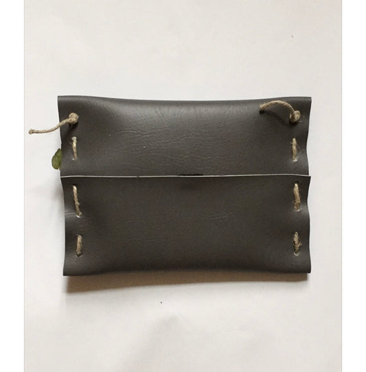 Handcrafted Durable Vinyl Refillable Tissue Pouch with Floral Accent – Stylish Holder for Car, Home, or Office (Gray)