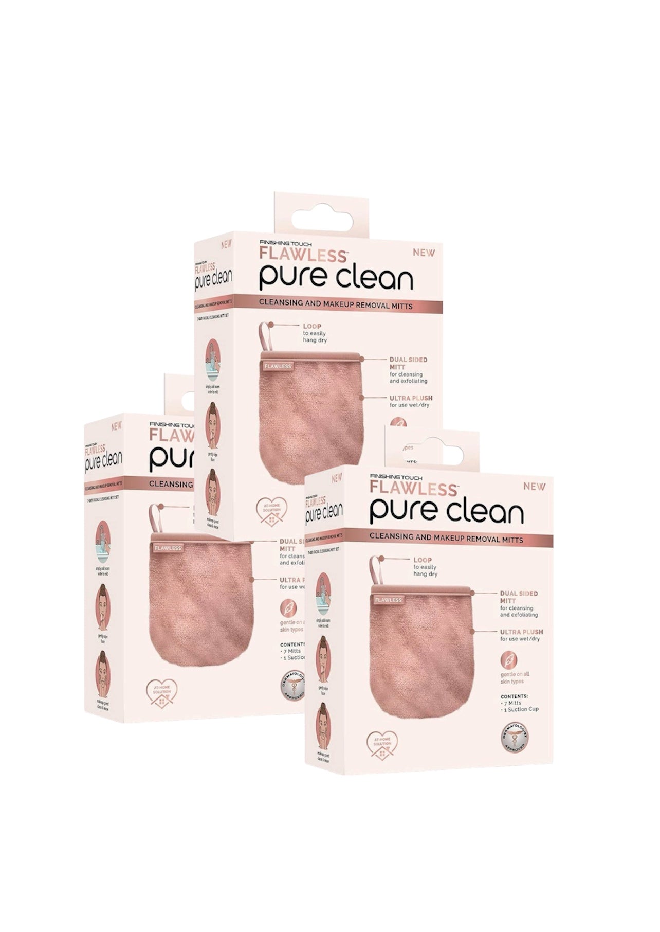 **Compare to $45.00 on Amazon **Finishing Touch Flawless Facial Mitt - 7-Day Makeup Remover Cloth Set, Reusable Pads, Face Wipes, Clean and Clear Face (PACK OF 3).