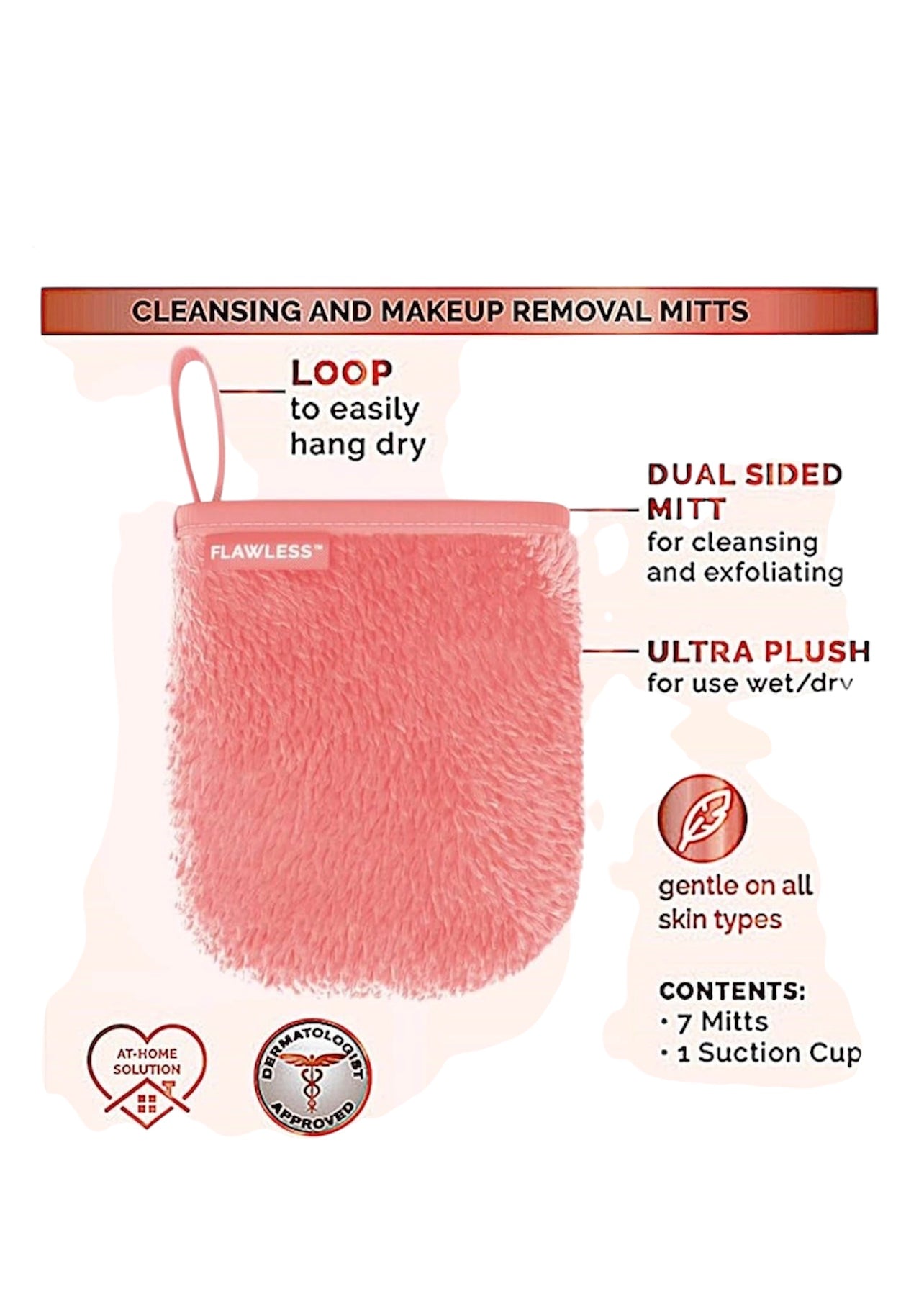 **Compare to $45.00 on Amazon **Finishing Touch Flawless Facial Mitt - 7-Day Makeup Remover Cloth Set, Reusable Pads, Face Wipes, Clean and Clear Face (PACK OF 3).