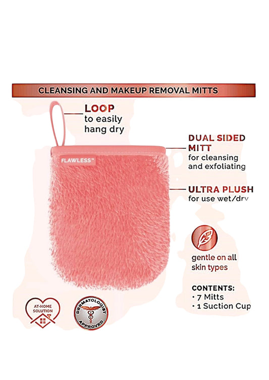 **Compare to $45.00 on Amazon **Finishing Touch Flawless Facial Mitt - 7-Day Makeup Remover Cloth Set, Reusable Pads, Face Wipes, Clean and Clear Face (PACK OF 3).