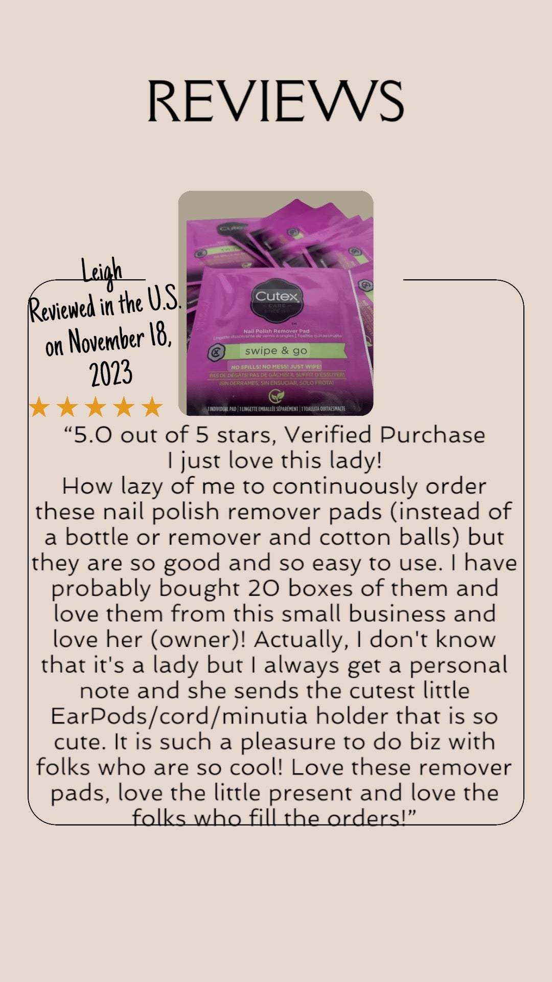 Cutex nail remover pads - Product review with a purple packaged pads labeled 'Cutex' on a light background