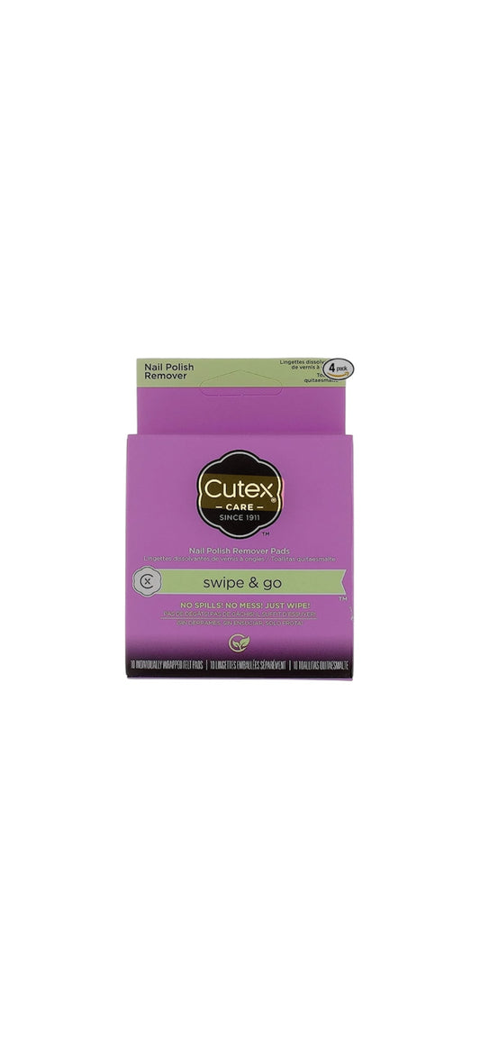 CUTEX Acetone Nail Polish Remover Pads - 40 Wipes with Bonus Bottle Cuticle Remover (Bundle)