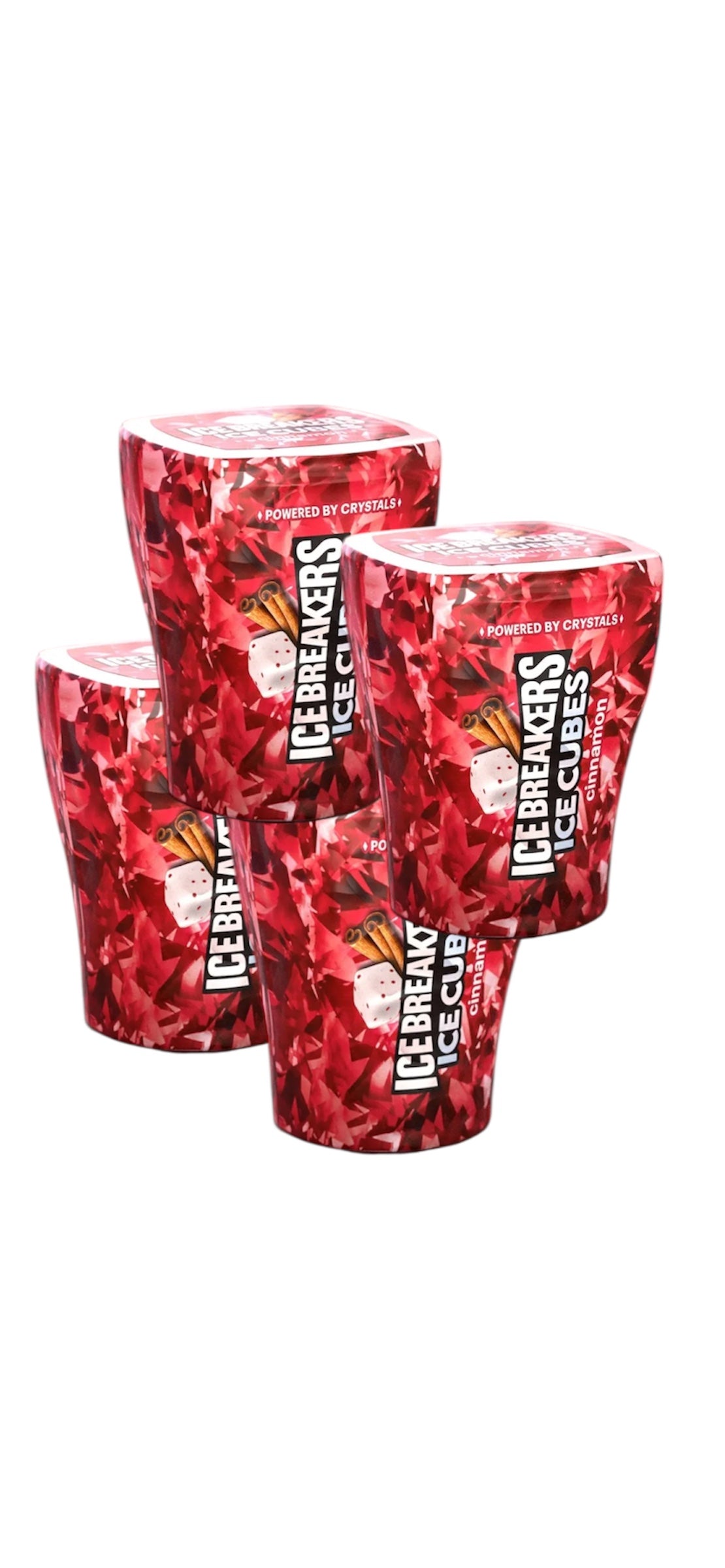 ICE BREAKERS Ice Cubes Sugar Free Chewing Gum, Bottle Cinnamon, 40.0 eaCh, 4 Bottles