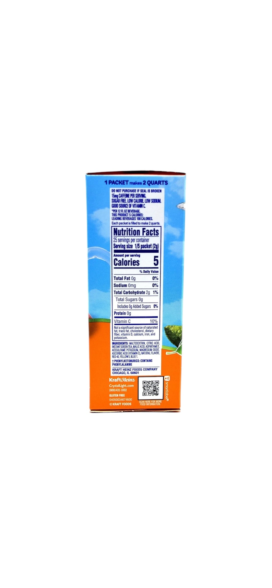 Crystal Light Peach Mango Green Tea Drink Mix, 10-Quart Box (Pack of 7) | With 3 Drink Pouches