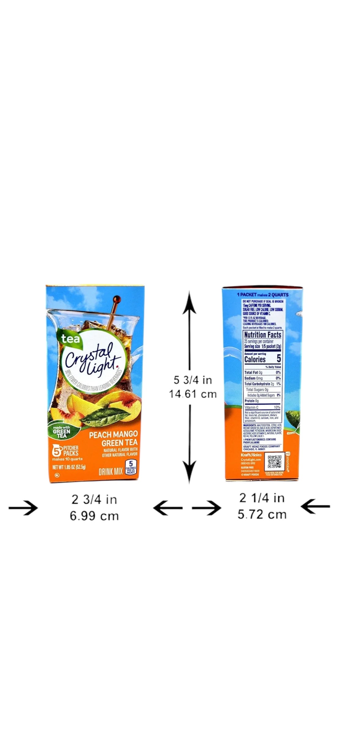 Crystal Light Peach Mango Green Tea Drink Mix, 10-Quart Box (Pack of 7)