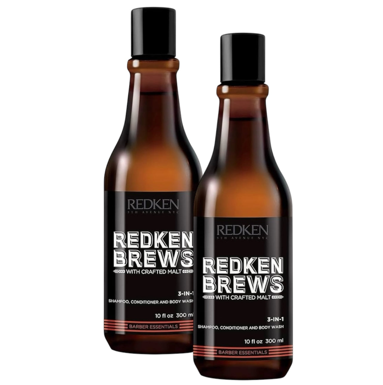 Two Redken Brews bottles on a white background