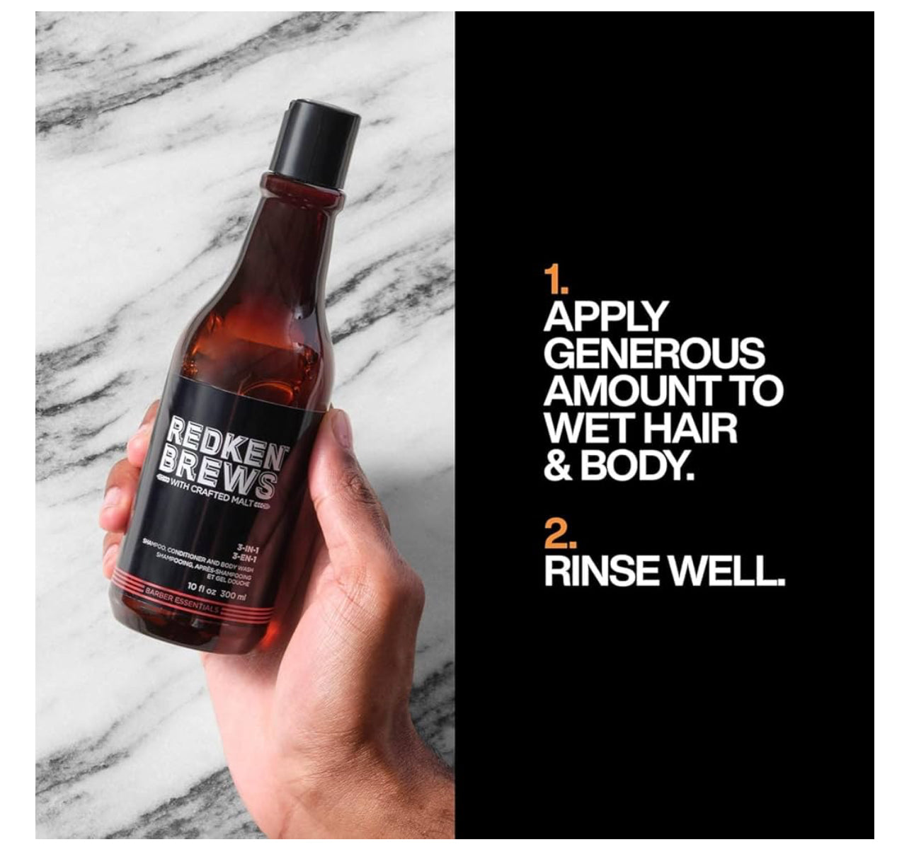 Redken Brews 3-In-1 Men's Shampoo, Conditioner and Body Wash - Multi-Purpose Hair & Body Cleanser For Men - Moisturizes & Hydrates, All-In-One Soap l 2 Pack