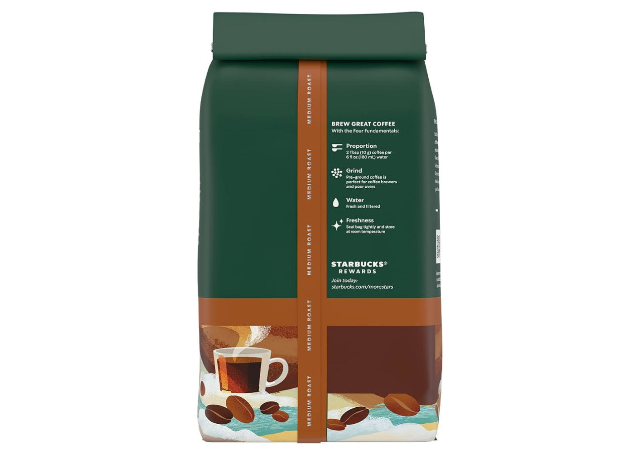 Starbucks Ground Coffee, Medium Roast Coffee, Breakfast Blend, 100% Arabica, 3 bags (12 oz each)