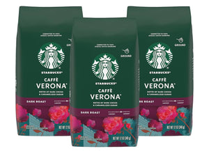 Starbucks Caffe Verona Coffee, Dark, Ground, 12-Ounce Bags (Pack of 3)