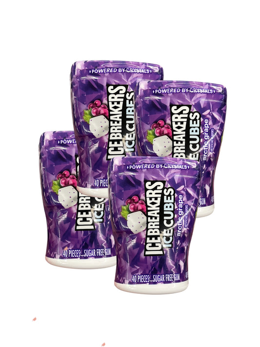 ICE BREAKERS Ice Cubes Sugar Free Chewing Gum, Bottle Grape, 40.0 each, 4 Bottles