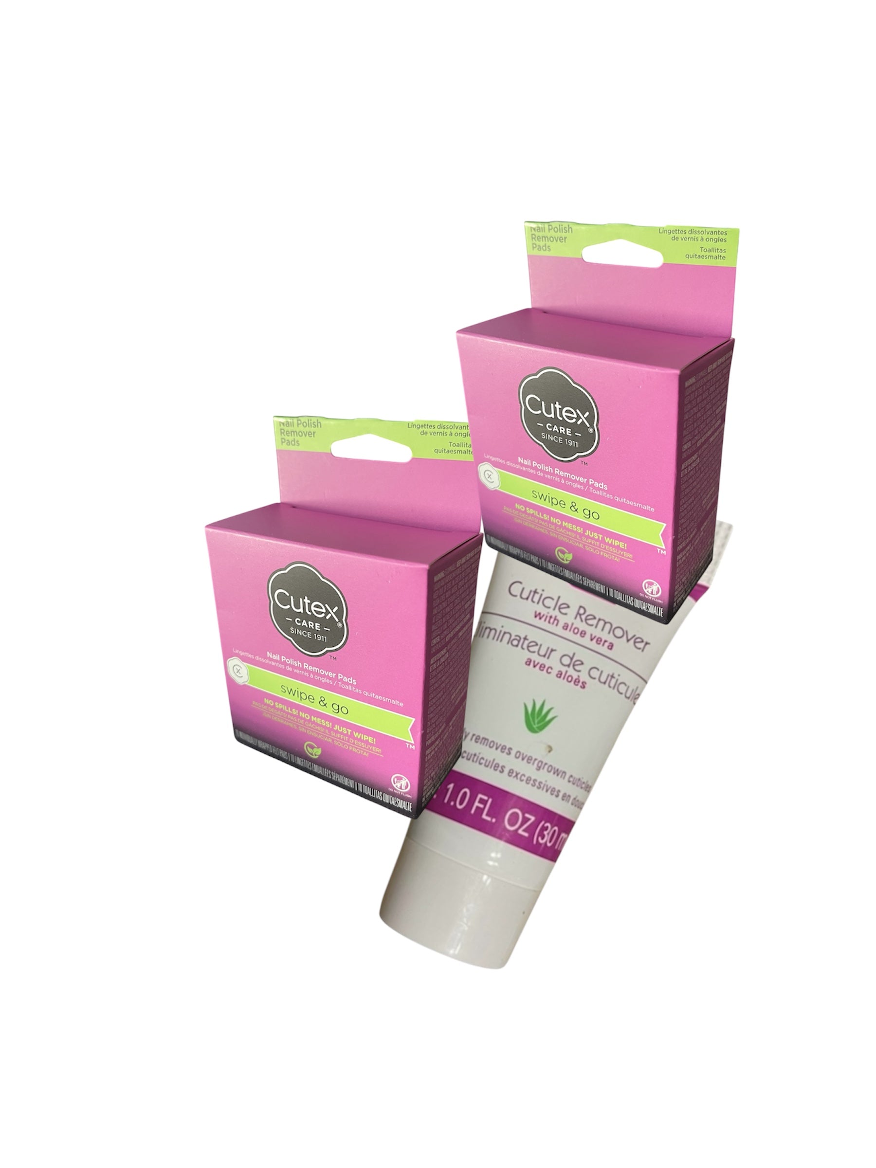 CUTEX Swipe & Go Nail Polish Remover Pads 2 Boxes of 10  l 20 Total Wipes l Bundle with Cuticle Oil