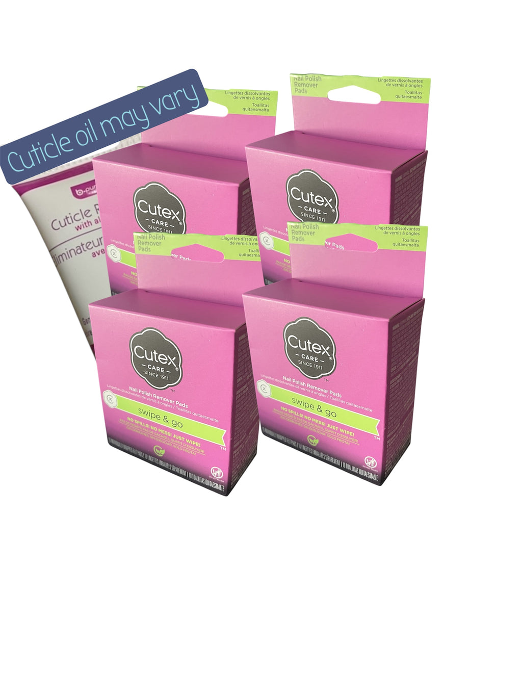 CUTEX Swipe & Go Nail Polish Remover Pads 4 Boxes of 10  l 40 Total Wipes l Bundle with Cuticle Oil