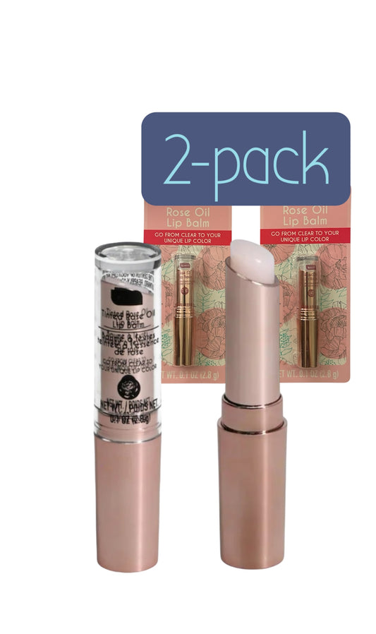 b.Pure Tinted Rose Oil Lip Balm in Clear. Adapts to unique color custom tint of your lips, color changing (2 Pack)