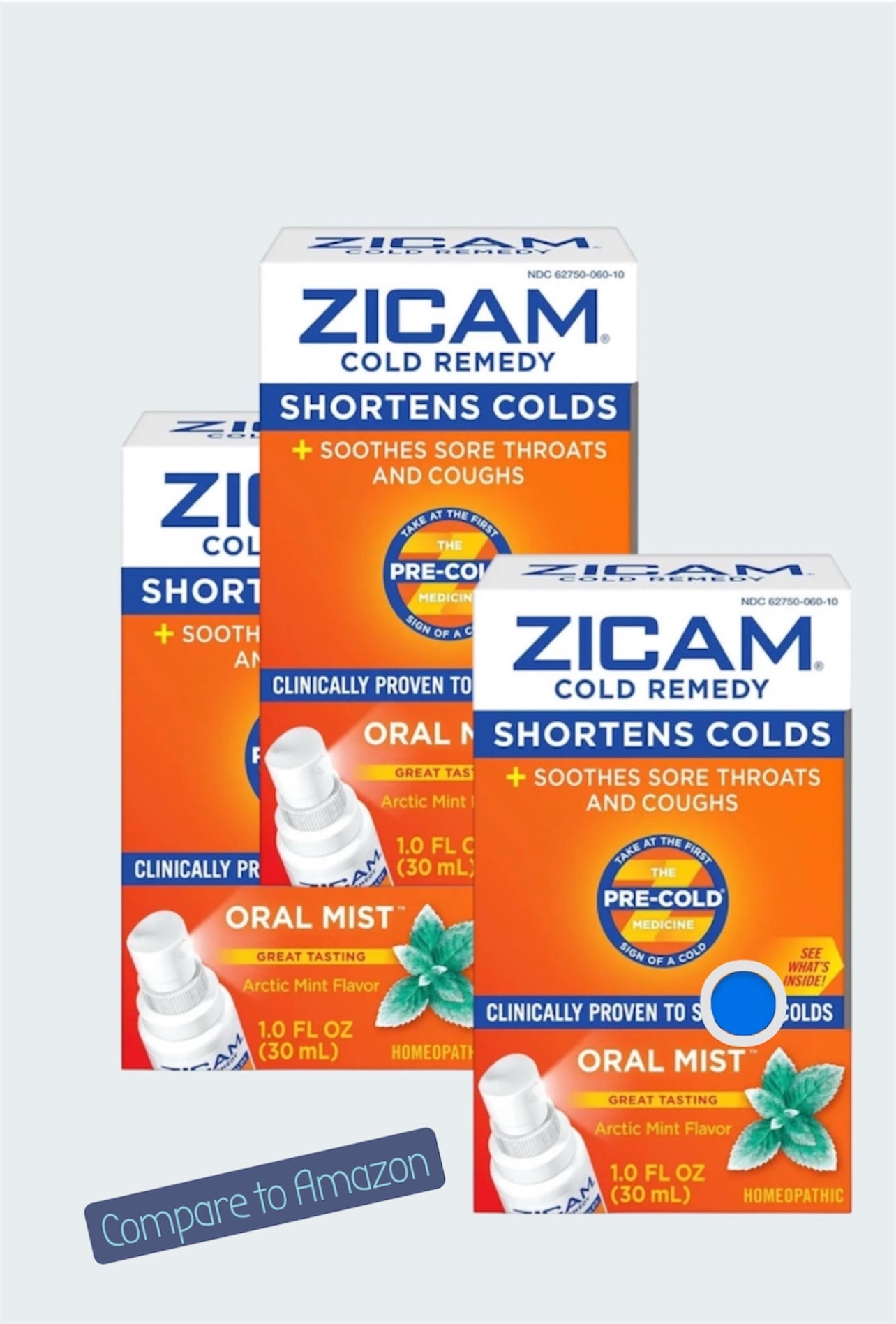 Zicam Cold Remedy Pre Cold Medicine Oral Mist, Arctic Mint - 1 Oz, (Pack of 3)