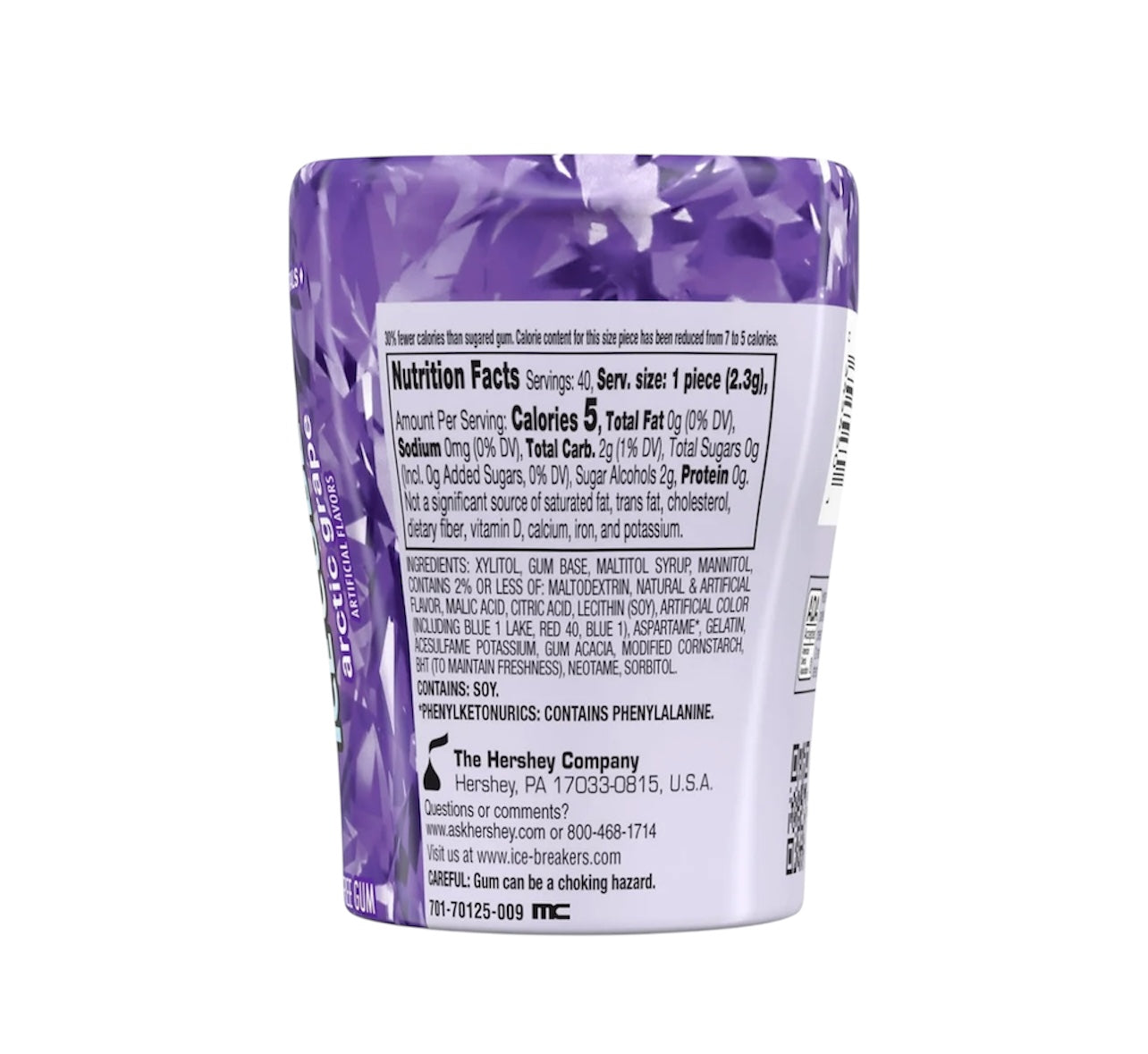 ICE BREAKERS Ice Cubes Sugar Free Chewing Gum, Bottle Grape, 40.0 each, 4 Bottles
