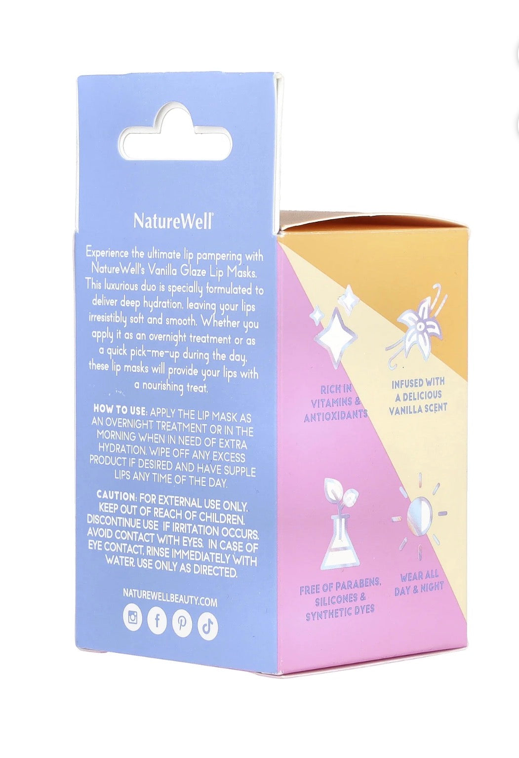 NATURE WELL Vanilla Glaze Hydrating Lip Mask For A Softer, Smoother, Plumper Pout, Nourish & Moisturize Dry Cracked Lips, Made With Shea Butter & Vitamin C, Clean Formula, 0.70 Ounce Each (Pack of 2)