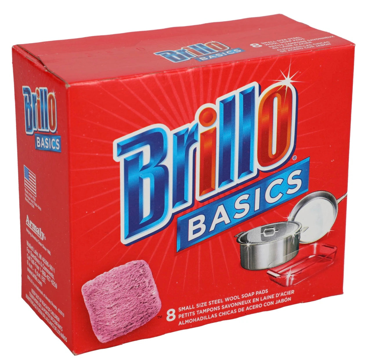 Brillo Basics Reusable Wipes, 9 Count per Package, 4 Package BUNDLE With One Box of 8 Steel Wool Soap Pads