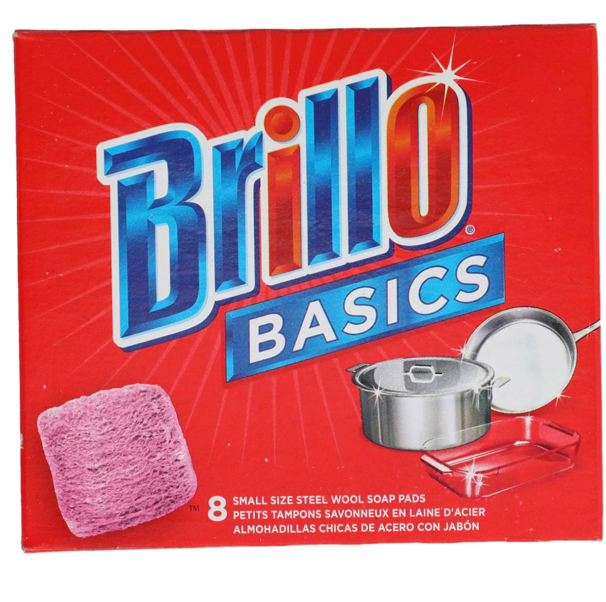 Brillo Basics Reusable Wipes, 9 Count per Package, 4 Package BUNDLE With One Box of 8 Steel Wool Soap Pads