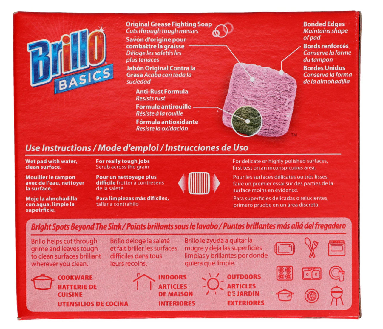 Brillo Basics Reusable Wipes, 9 Count per Package, 4 Package BUNDLE With One Box of 8 Steel Wool Soap Pads